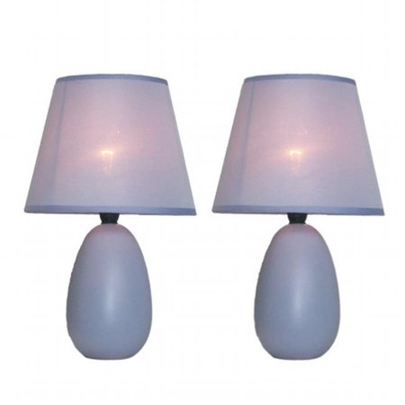 STAR BRITE Simple Designs Mini Egg Oval Ceramic Table Lamp 2 Pack Set; Purple ST4118